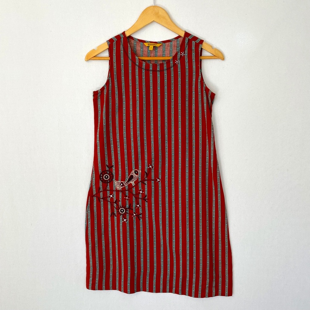 GLOBALDESI Women’s Small Sleeveless Shift Dress Tunic Embroidered & Embellished